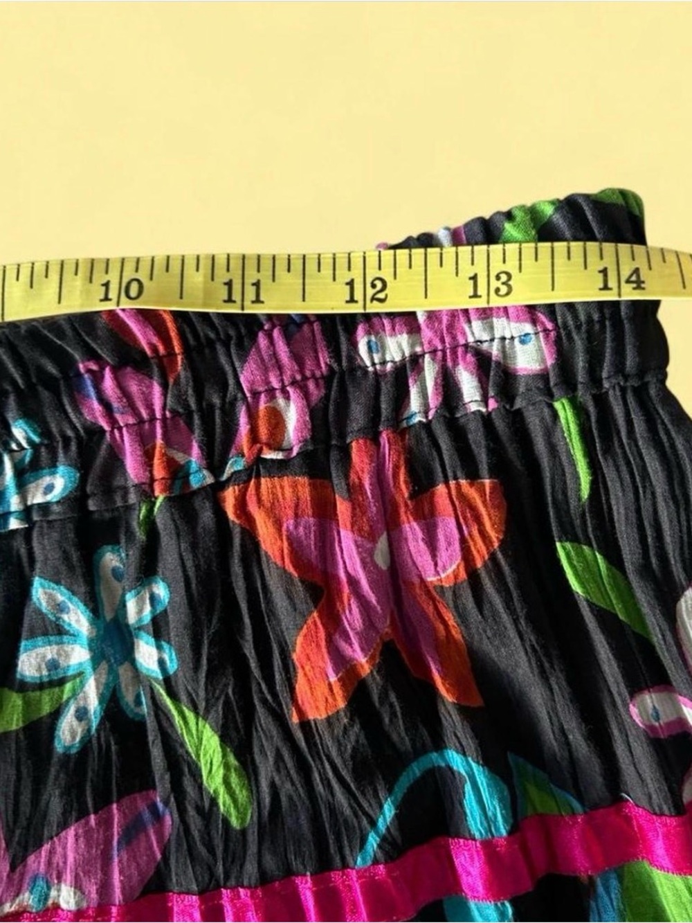 Boho Floral Tiered Midi Skirt in Black with Multicolor Accents - Picture 6 of 8